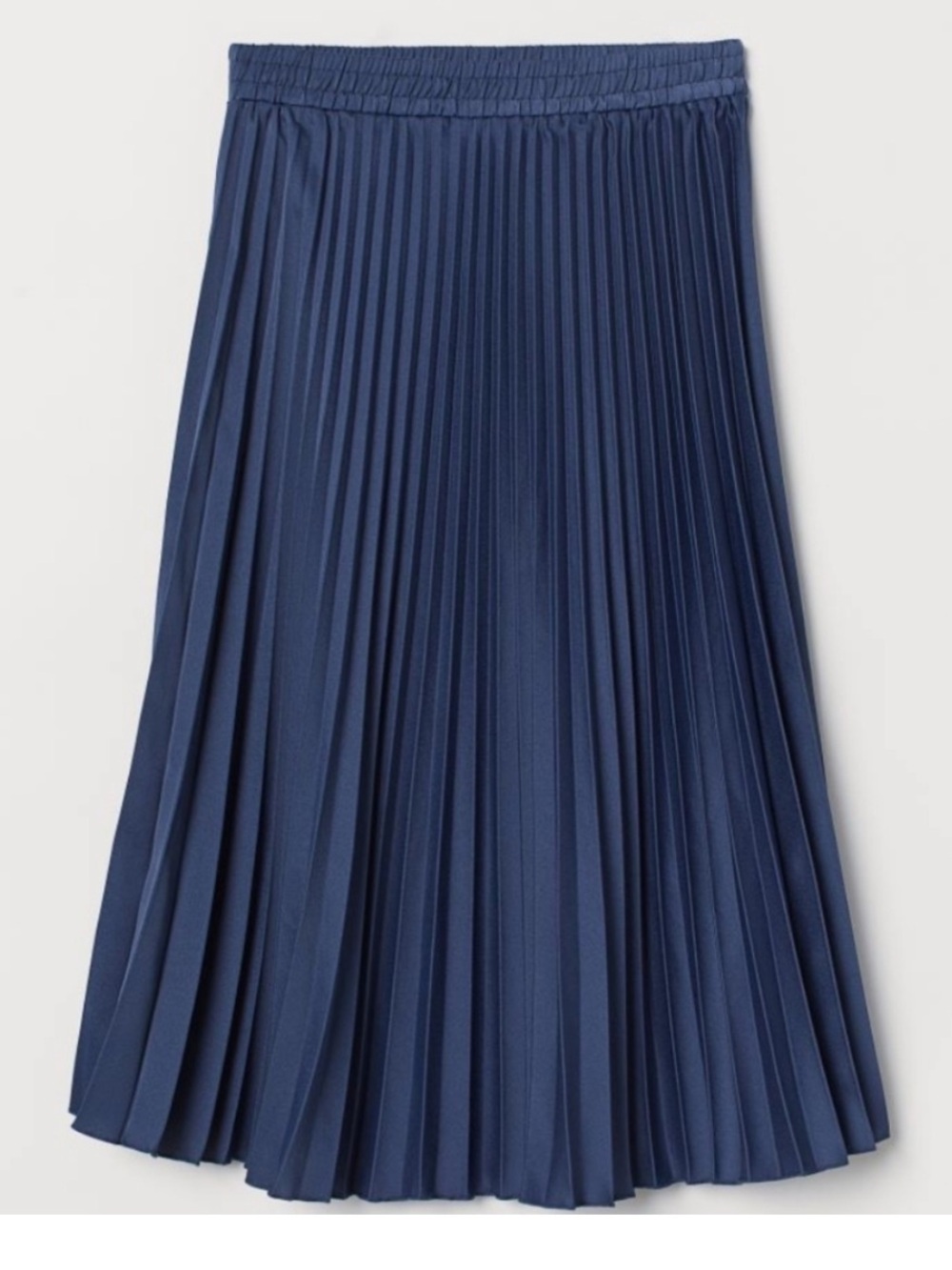 H&M Blue Silk-like Pleated Midi Skirt Size 6